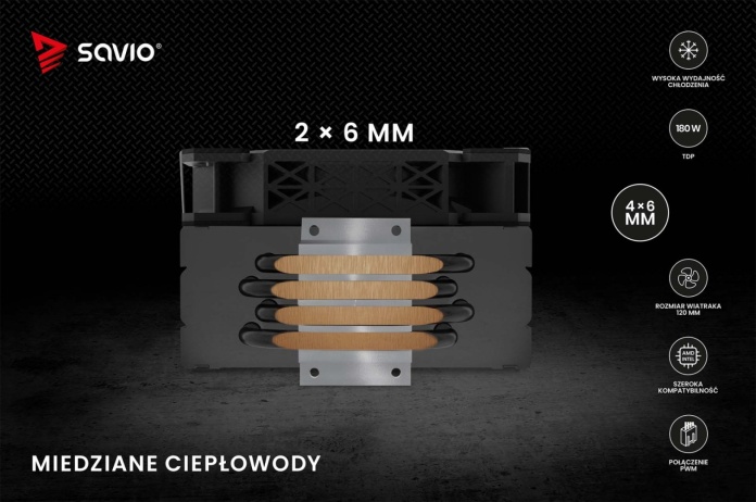 Prezentacja przedstawiająca chłodzenie CPU Vortex X2 na czarnym tle